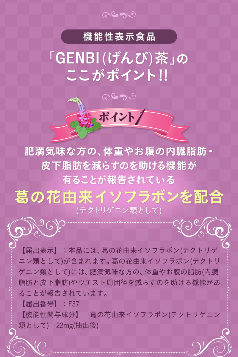 楽天市場 訳あり 10個セット Genbi 茶 げんび茶 30包 ティーバッグ 機能性表示食品 届出番号 F37 ダイエット 美容 サプリ ダイエット ティー インフィニティー