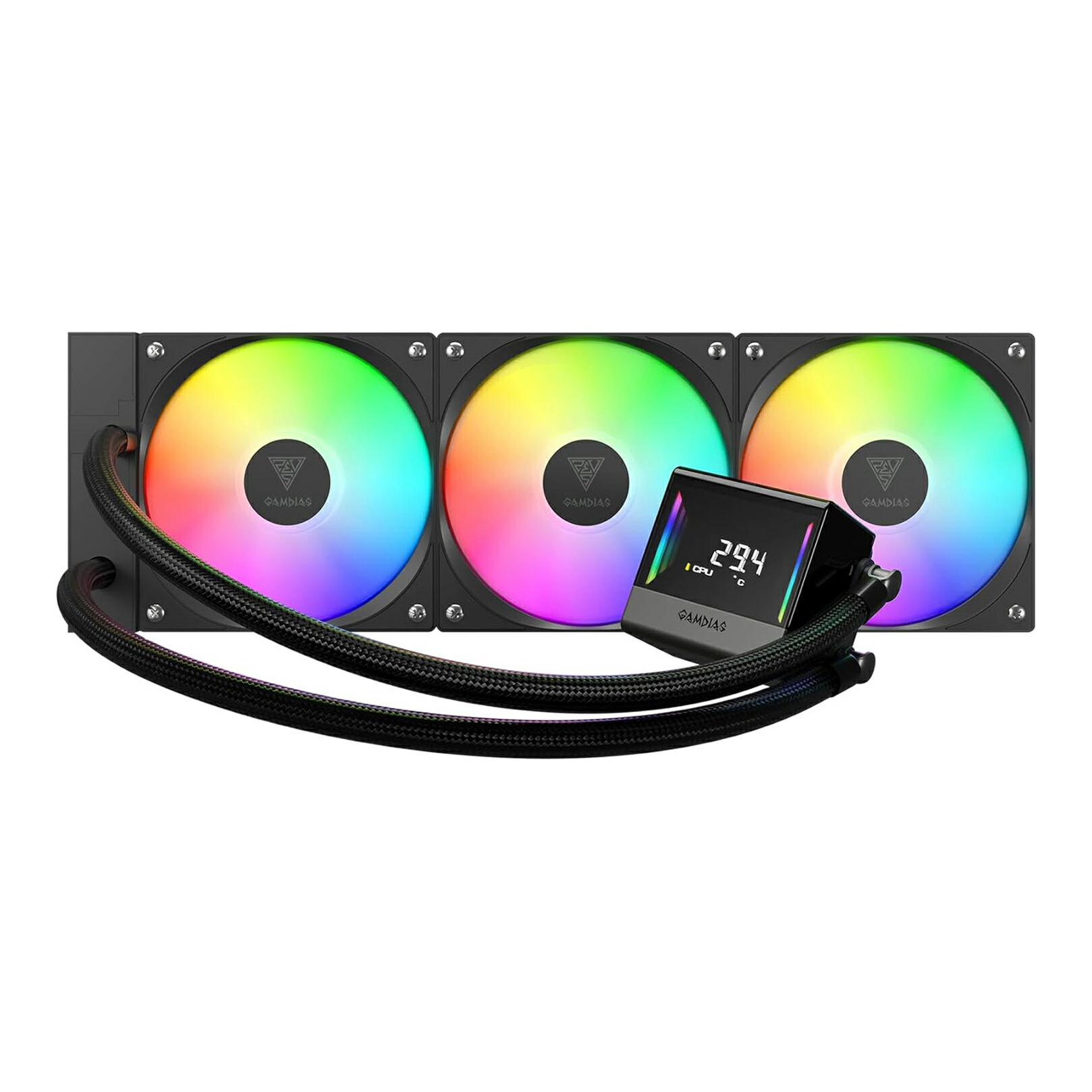 GAMDIAS CHIONE E4 360粍 AIO 流動物中央処理装置空調設備 ARGB 黒いこと