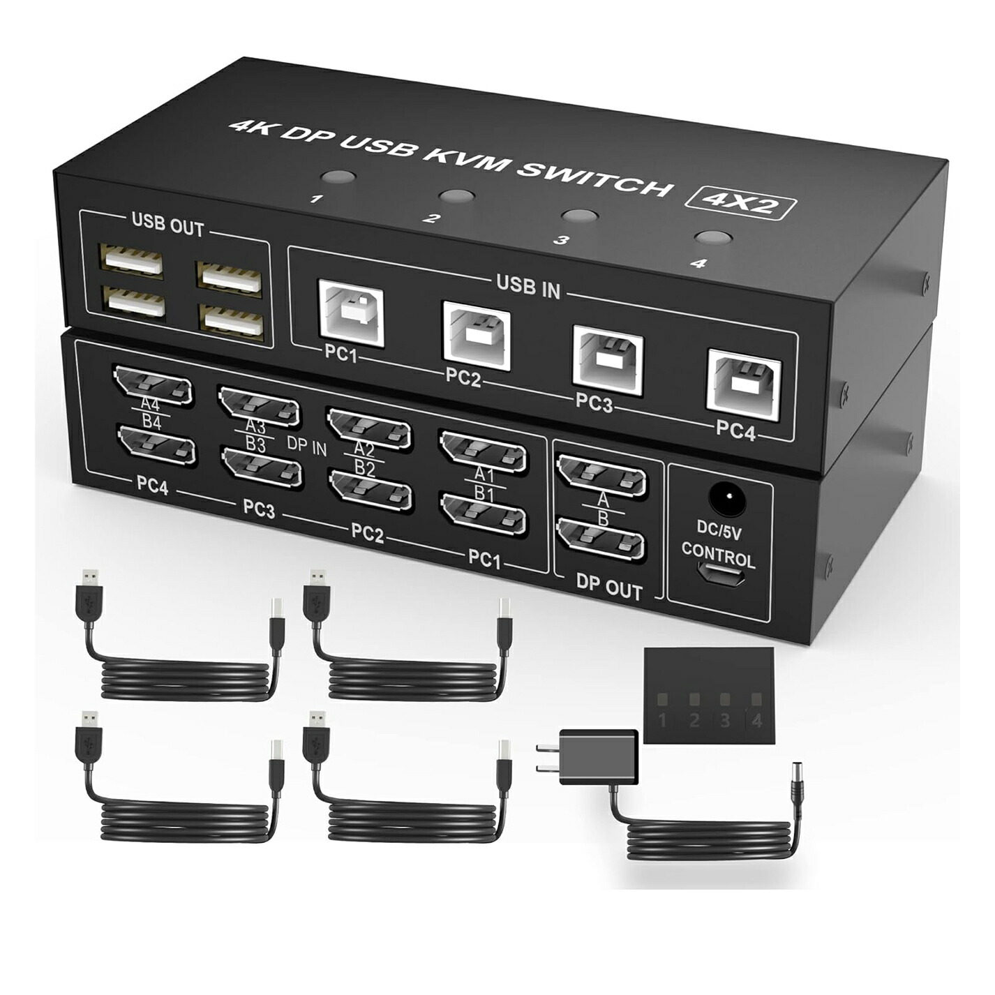 4ポート デュアルモニター切替器Displayport キーボードとマウスのスイッチ