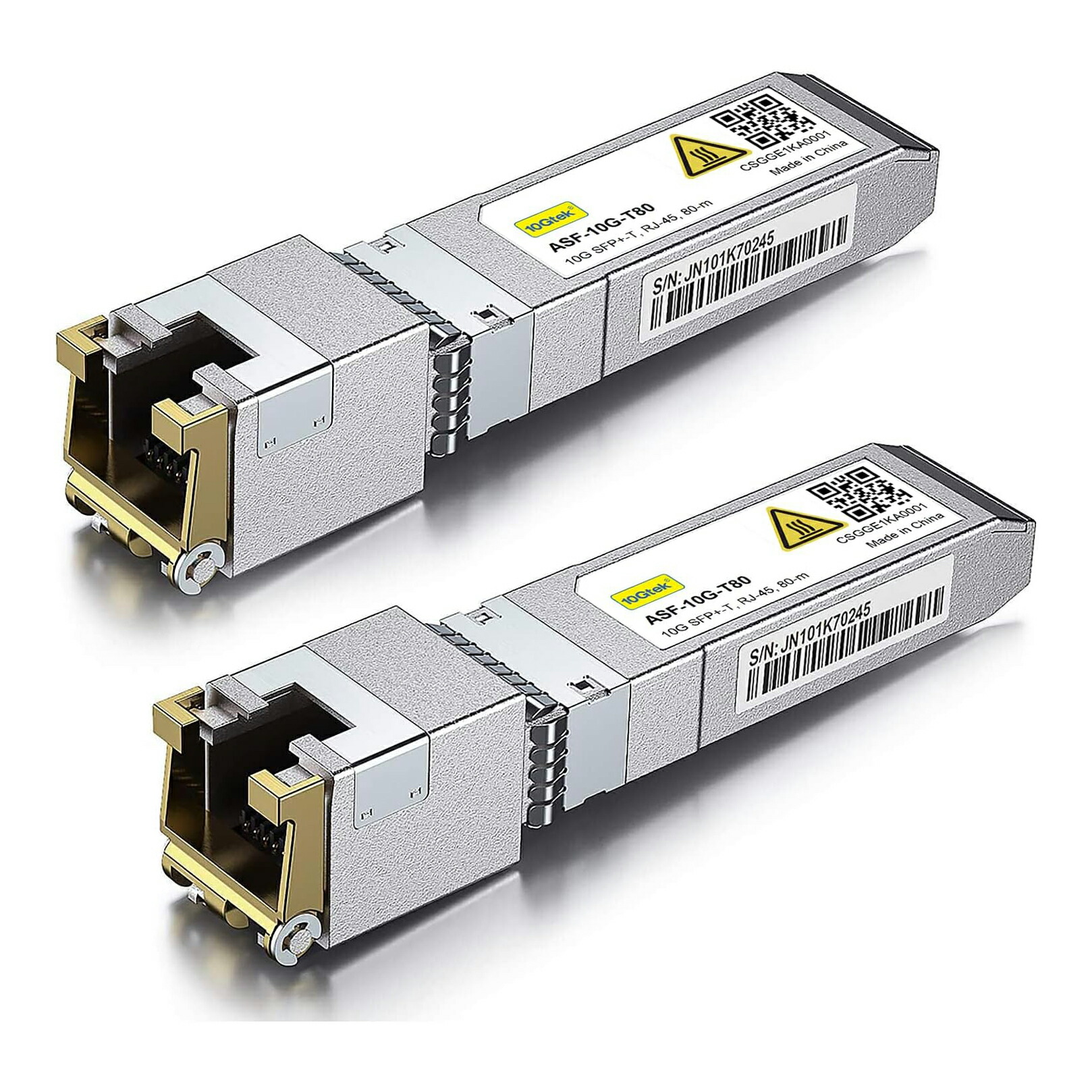 10Gtek 10GBase-T RJ-45 80m 光トランシーバ 2個入り口・入口