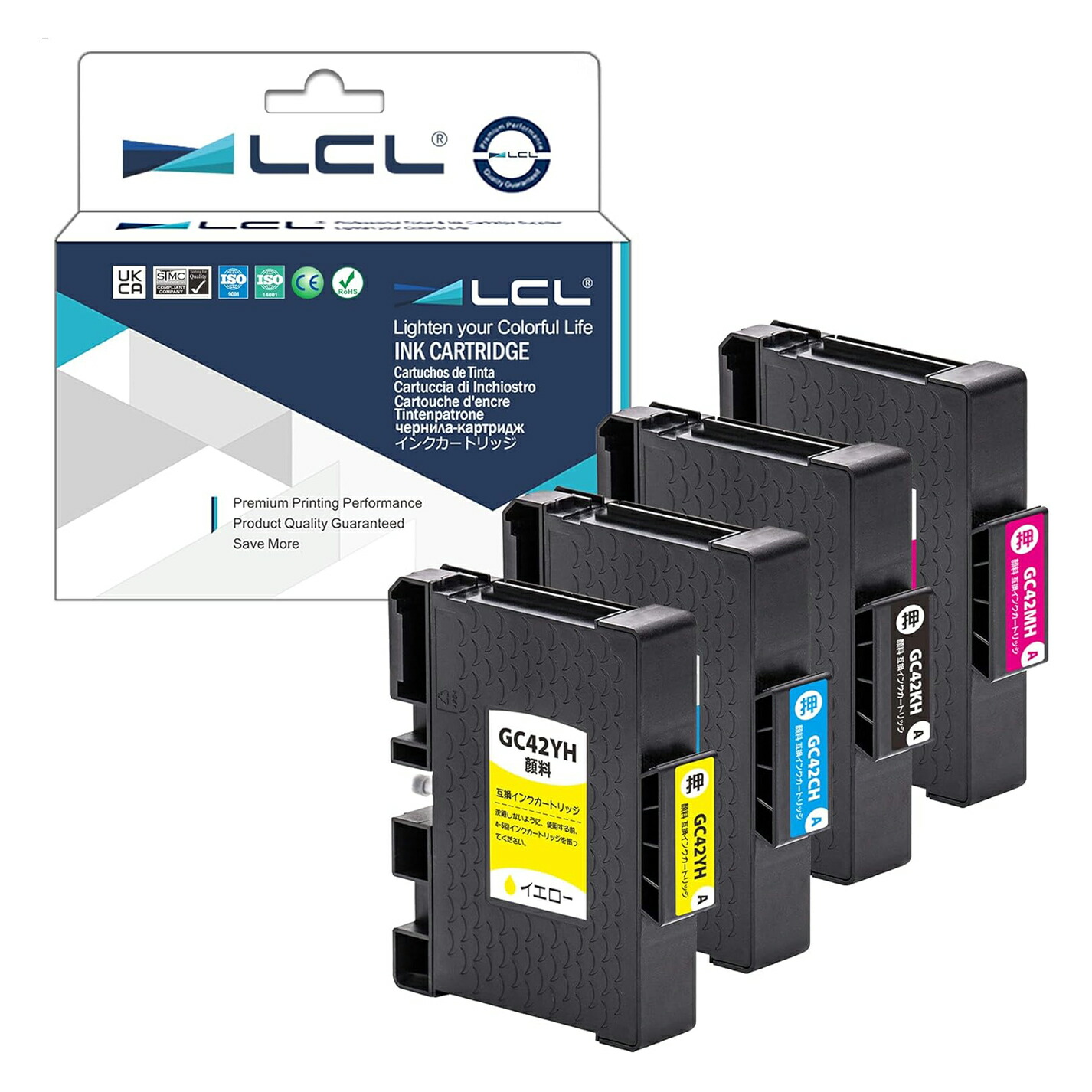 LCL RICOH用 リコー用 互換インクカートリッジ (4色セット ブラック シアン マゼンタ イエロー)