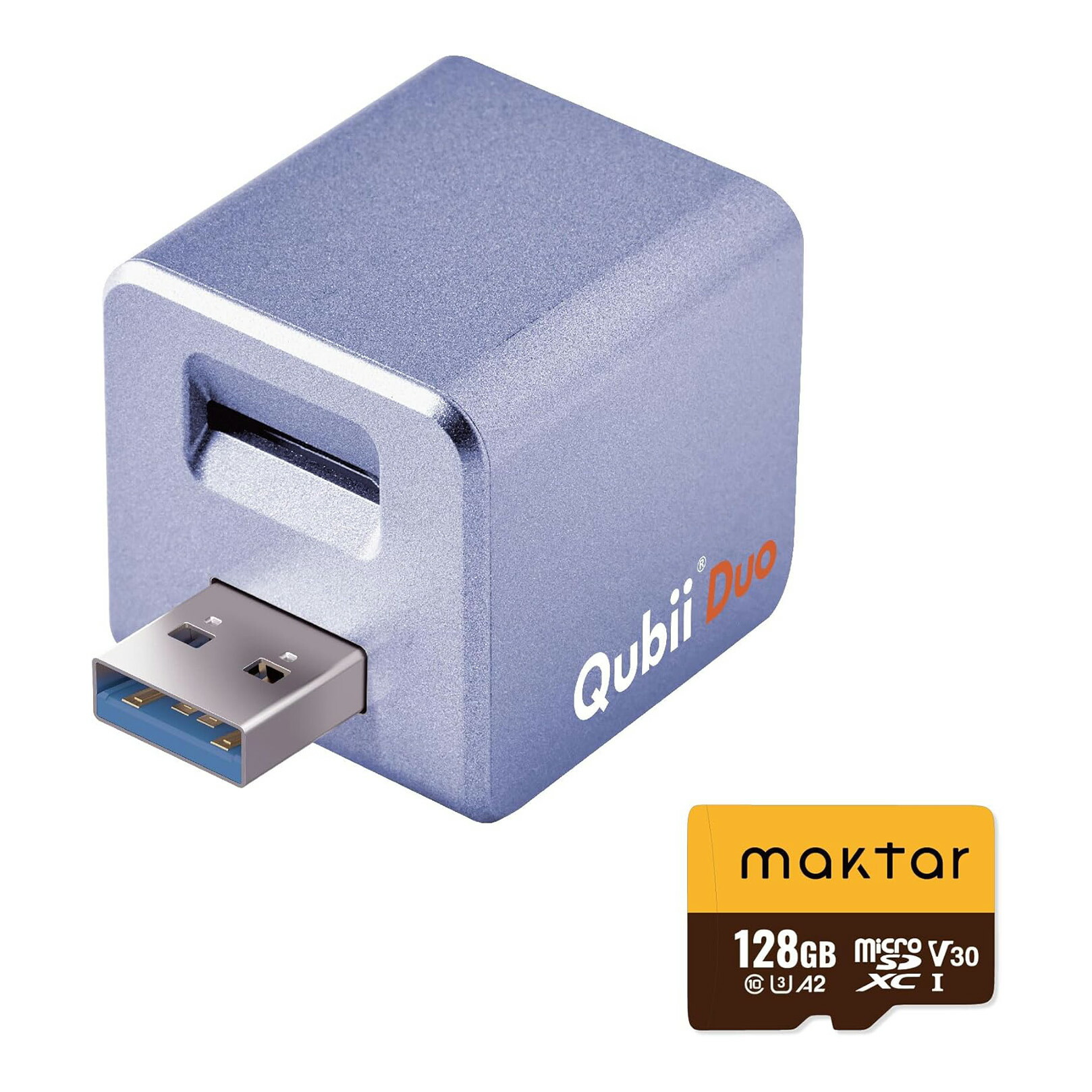 【訳あり】Qubii Duo USB Type A パープル (128GB microSDセット) シリーズ 充電しながら自動バックアップ