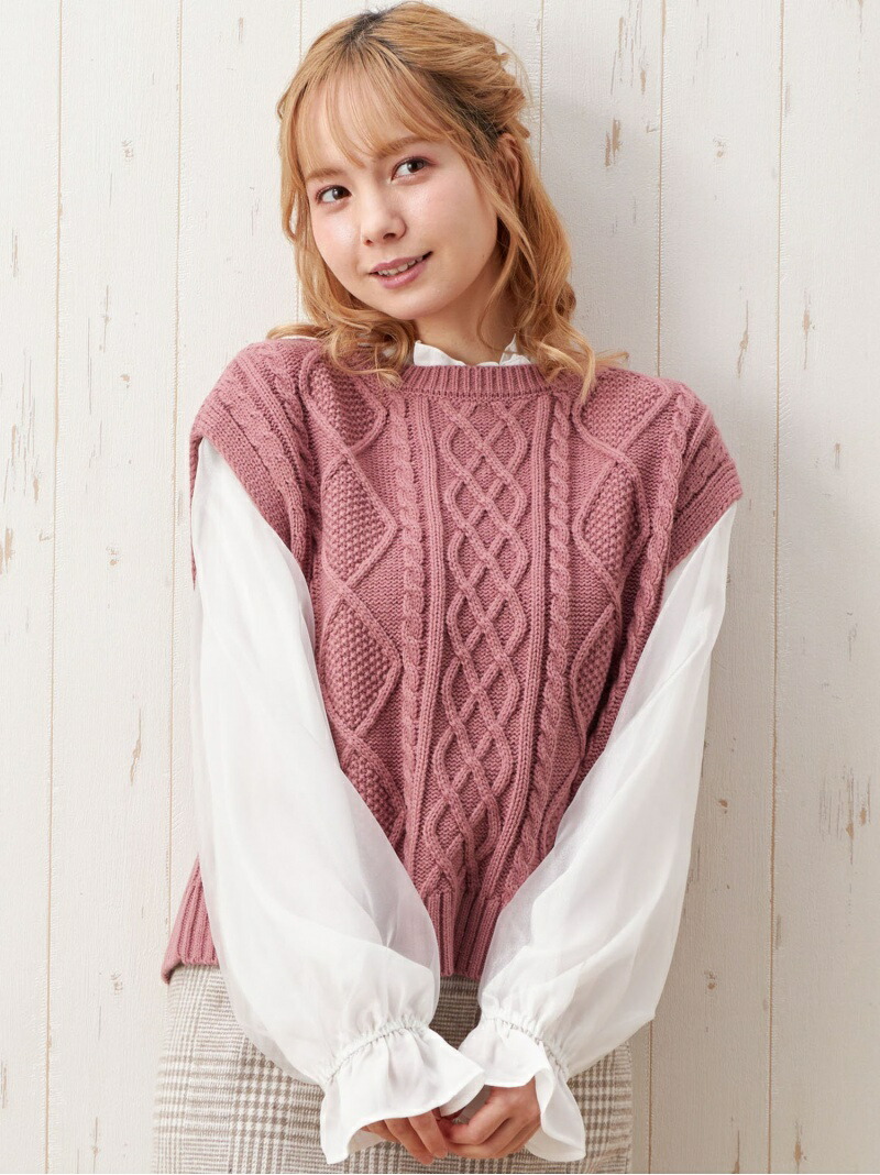 楽天市場 Sale 66 Off 5gケーブルベスト ブラウス Set Ingni イング ニット ノースリーブニット ベスト ピンク ベージュ グリーン ブラウン Rba E Rakuten Fashion Ingni