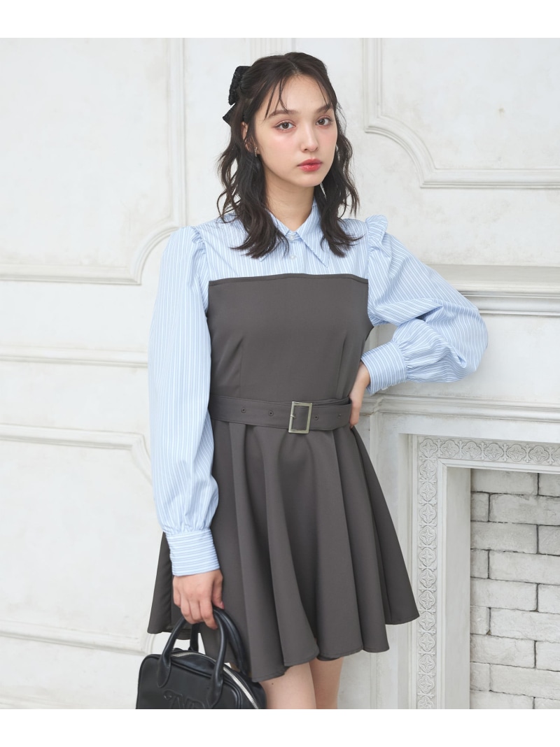 楽天市場】ウエストリブ花柄シフォンフリル/OP INGNI イング