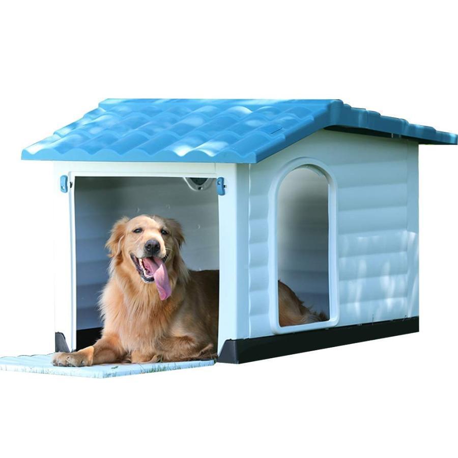 室外犬掘っ建て小屋中型および大型犬掘っ建て小屋室外ゴールデンレトリバー犬掘っ建て小屋室外防雨および雨合羽愛玩動物住みかとり備えるが飾り気の無い (Color : Blue Size : 92x69x66糎)