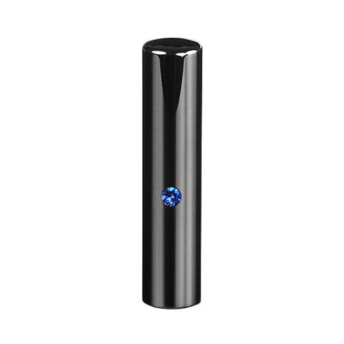 【送料無料】ブラックチタン ミラーブラック(クリスタルアタリ付き)印鑑/個人実印サファイア/13.5mm/ケース別売 個人いんかん はんこ ハンコ 判子 就職祝い ギフト 祝い プレゼント 贈りもの 女性 男性 子供|印鑑の匠 店