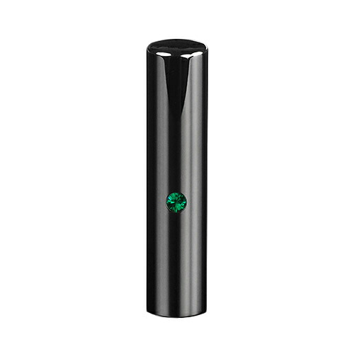 【送料無料】ブラックチタン ミラーブラック(クリスタルアタリ付き)印鑑/個人実印エメラルド/13.5mm/ケース別売 個人いんかん はんこ ハンコ 判子 就職祝い ギフト 祝い プレゼント 贈りもの 女性 男性 子供|印鑑の匠 店