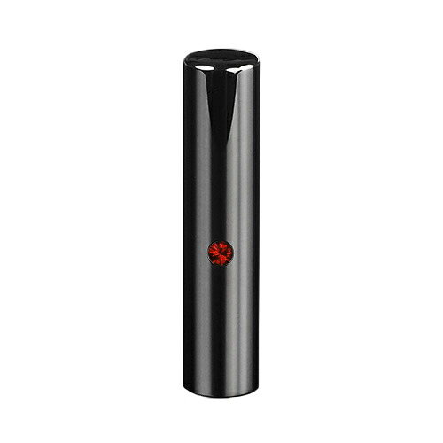 【送料無料】ブラックチタン ミラーブラック(クリスタルアタリ付き)印鑑/個人実印ルビー/13.5mm/ケース別売 個人いんかん はんこ ハンコ 判子 就職祝い ギフト 祝い プレゼント 贈りもの 女性 男性 子供|印鑑の匠 店
