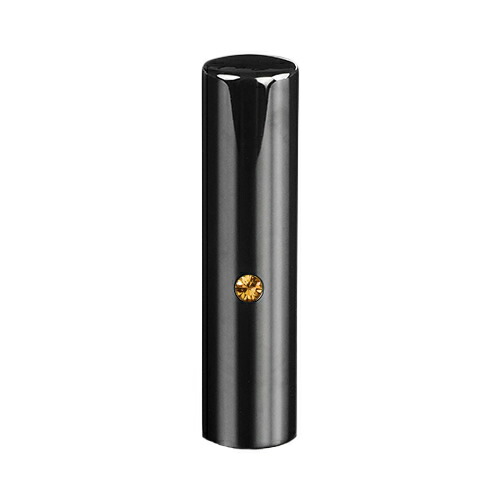 ブラックチタン ミラーブラック(スワロフスキーアタリ付き)印鑑 個人銀行印ライトトパーズ 15mm ケース別売 個人いんかん はんこ ハンコ 判子 就職祝い ギフト 祝い プレゼント 贈りもの 女性 男性 子供