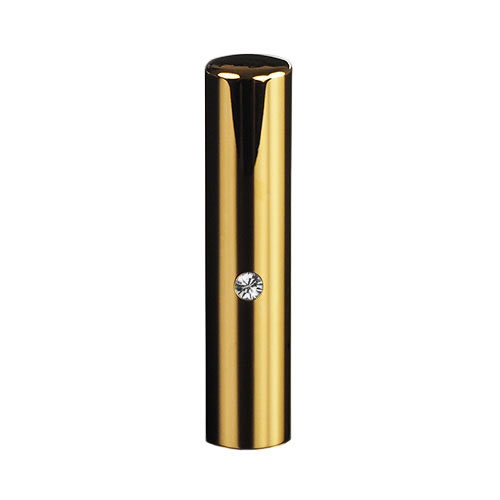 【送料無料】ゴールドチタン　ミラーゴールド（クリスタルアタリ付き）印鑑/個人実印クリスタル/13.5mm/ケース別売 個人いんかん はんこ ハンコ 判子 就職祝い ギフト 祝い プレゼント 贈りもの 女性 男性 子供｜印鑑の匠　店
