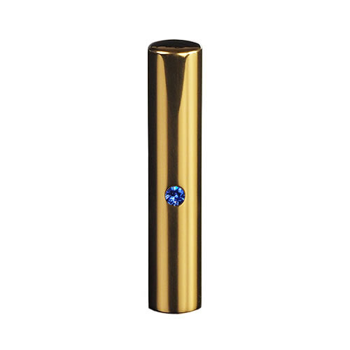 【送料無料】ゴールドチタン　ミラーゴールド（クリスタルアタリ付き）印鑑/個人実印サファイア/12mm/ケース別売 個人いんかん はんこ ハンコ 判子 就職祝い ギフト 祝い プレゼント 贈りもの 女性 男性 子供｜印鑑の匠　店
