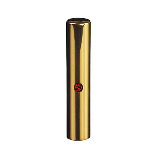 【送料無料】ゴールドチタン ミラーゴールド（クリスタルアタリ付き）印鑑/個人銀行印ルビー/12mm/ケース別売 個人いんかん はんこ ハンコ 判子 就職祝い ギフト 祝い プレゼント 贈りもの 女性 男性 子供