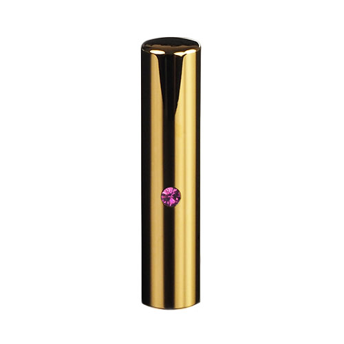 【送料無料】ゴールドチタン　ミラーゴールド（クリスタルアタリ付き）印鑑/個人実印アメジスト/13.5mm/ケース別売 個人いんかん はんこ ハンコ 判子 就職祝い ギフト 祝い プレゼント 贈りもの 女性 男性 子供｜印鑑の匠　店