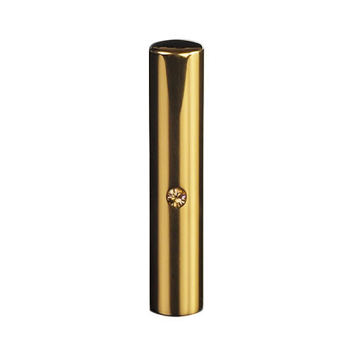 【送料無料】ゴールドチタン ミラーゴールド(クリスタルアタリ付き)印鑑/個人実印ライトピーチ/12mm/ケース別売 個人いんかん はんこ ハンコ 判子 就職祝い ギフト 祝い プレゼント 贈りもの 女性 男性 子供|印鑑の匠 店