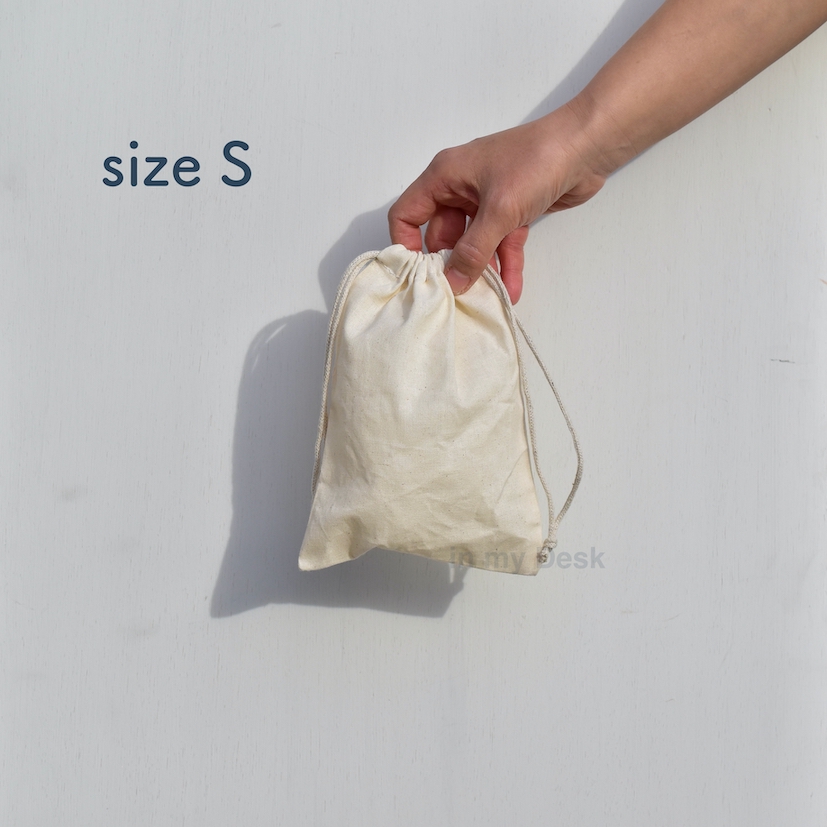 Size, M【ナチュラル コットン の シンプルな 巾着袋】 【 M サイズ 】 きんちゃく 巾着 綿 エコバッグ 無地 生成り コップ入れ 買い物袋 レジ袋有料化 対策 ※メール便発送 in my Desk キナリ エコバッグ 無地 3枚セット 材料 ハンドメイド