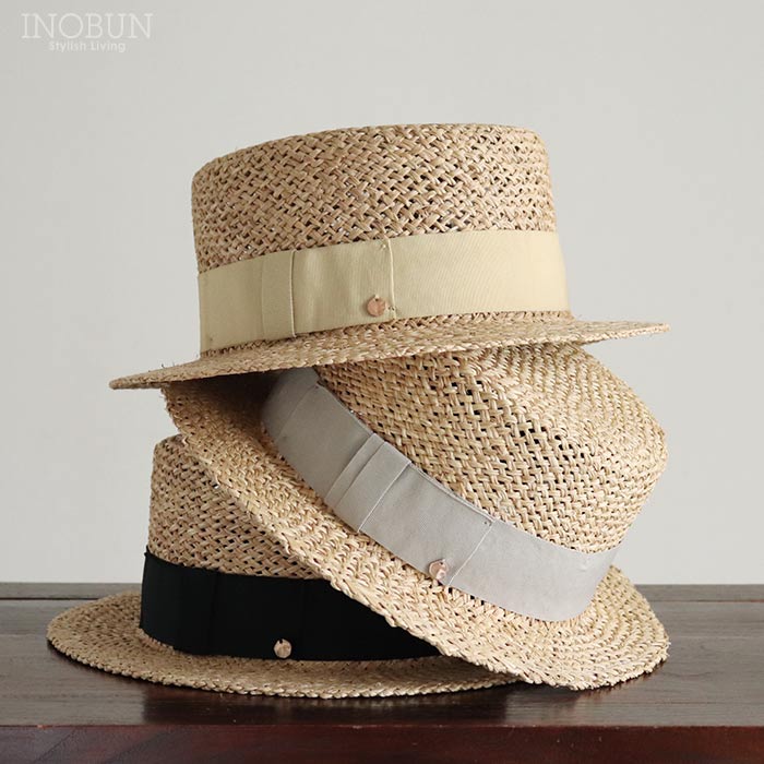 麦編みカンカン帽 ベージュ 麦わら帽子 帽子 UVケア 日よけ 紫外線対策 ハット