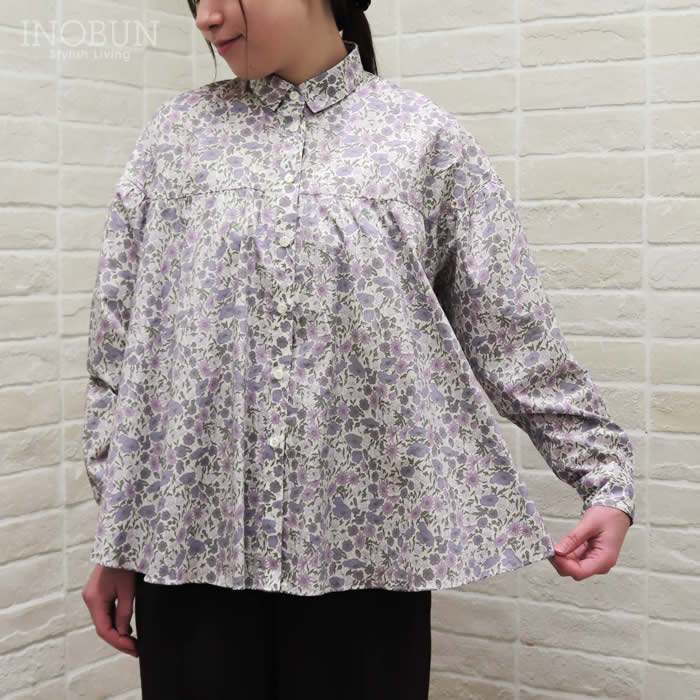 Coupole LIBERTY切替ギャザーブラウス Poppy ＆ Daisy パープル系 12,045円