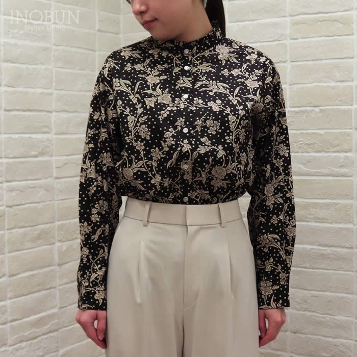 Parkes リバティ スタンドフリルドロップショルダーシャツ ブラウス Malory/ZE Mサイズ LIBERTY パークス セール