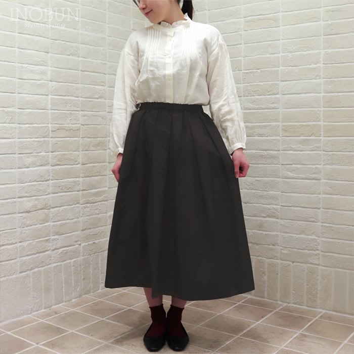 Crespi 見返しリバティ C/Nグログラン スカート 80cm丈 チャコール 38サイズ クレスピ 11,286円