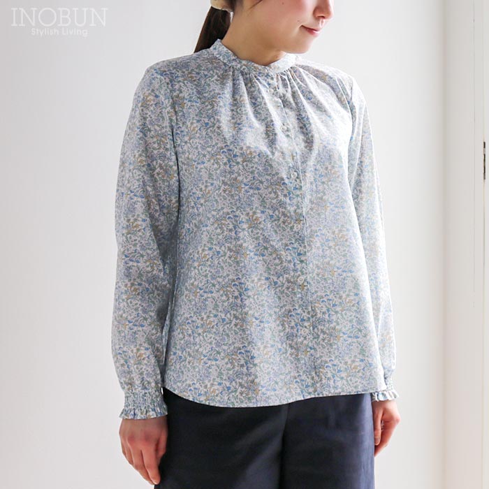 Parkes リバティ スタンドカラーシャーリング袖ブラウス Mサイズ 長袖 NAZANIN/26BU ナザニン LIBERTY パークス|イノブンオンラインショップ