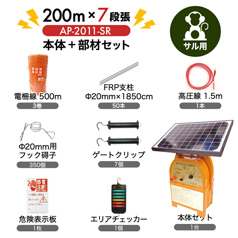 おじろスプ グローランド サル用 ソーラー電気柵 おじろ用心棒 周囲