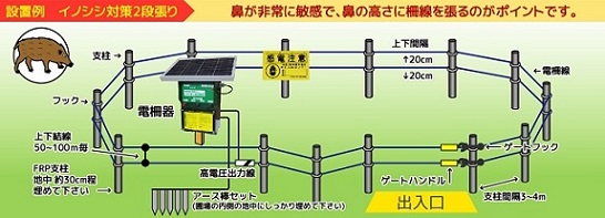 イノシシ対策 猪 シカ 猿 サル イノシシ用防獣くんソーラー5000 防獣