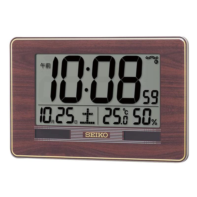セイコークロック 電磁波 置時計 茶木目 180×276×27粍 SQ446B