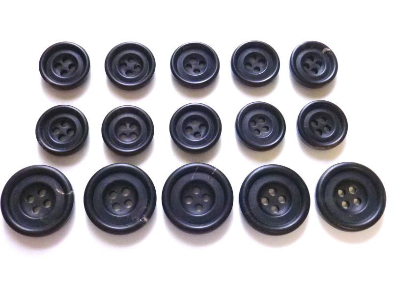 本水牛ボタン　スーツ1着分セット　No.530　シックな艶消しの黒 4,438円