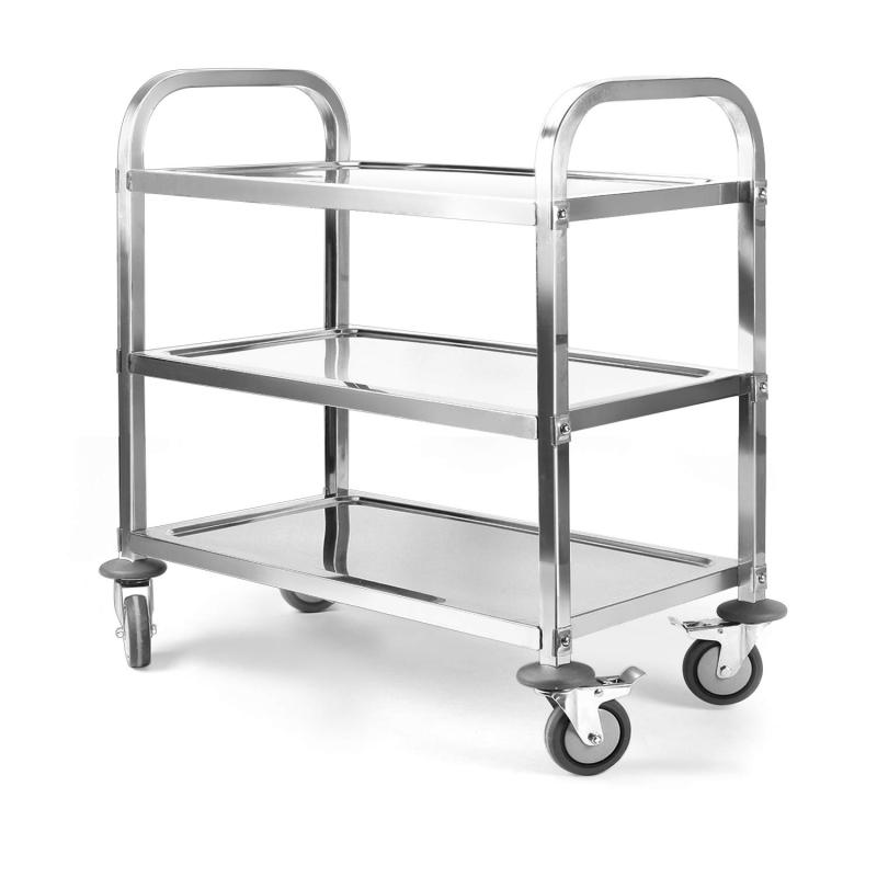 sumunior キッチンワゴン 3段 ステンレス 95x95x50CM 組立式 配膳カート/サービスカート 耐荷重約150kg レストラン/ホテル/食堂など適用