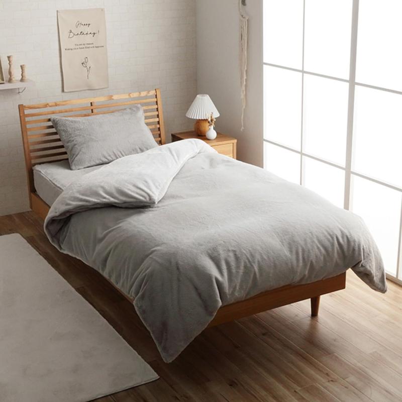 イケヒコ 寝具 ふとん ラピアス 掛け布団覆いかぶせる 約150×210糎 シングル パール薄墨色 無地 エコ フェイクファー 洗える 冬用 あったか 今めかしい #1597239