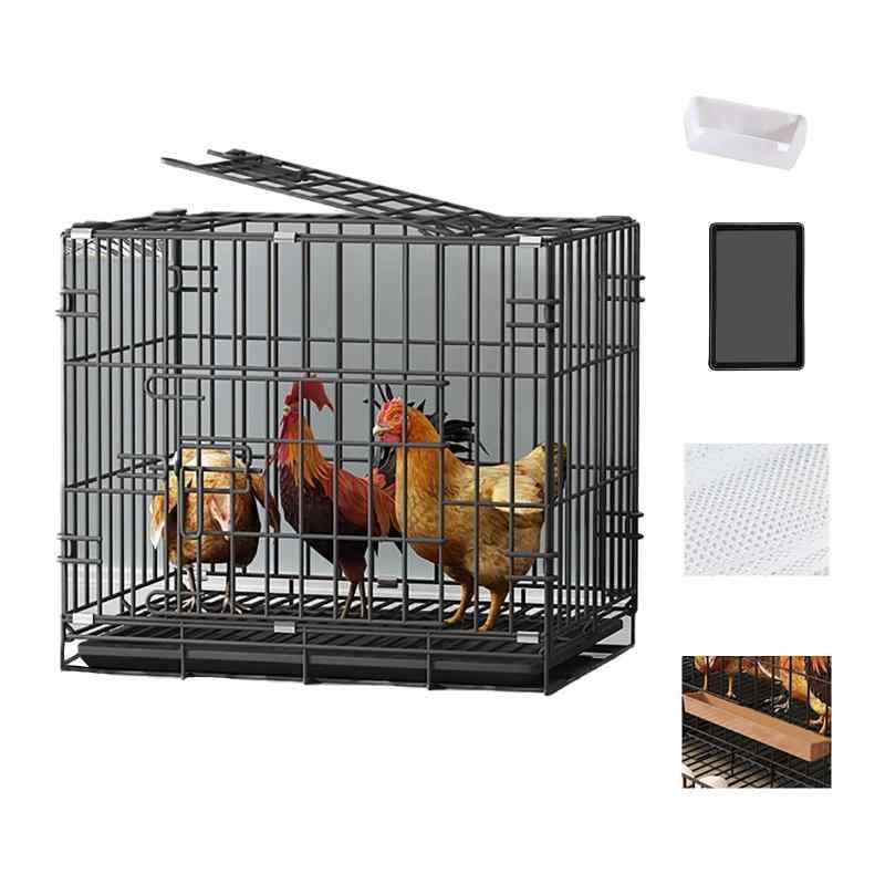 Puhang 鶏用ケージ 大型 鶏かご 鶏小屋 家庭用 飼育ケージ 家禽用ケージ 鶏舎 水入れ 餌入れ トレー付き 天井扉 掃除しやすい 通気性 組み立て簡単