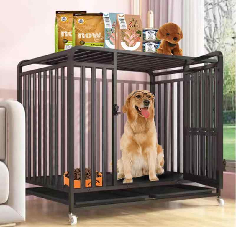 愛玩動物伏せ篭 カゴ ドッグクレート 大型犬 中型犬 室内用便器 響動めき押しとどめる 4輪 錆びにくい ジンクメッキ 125*95*110cm-110*72*98cm
