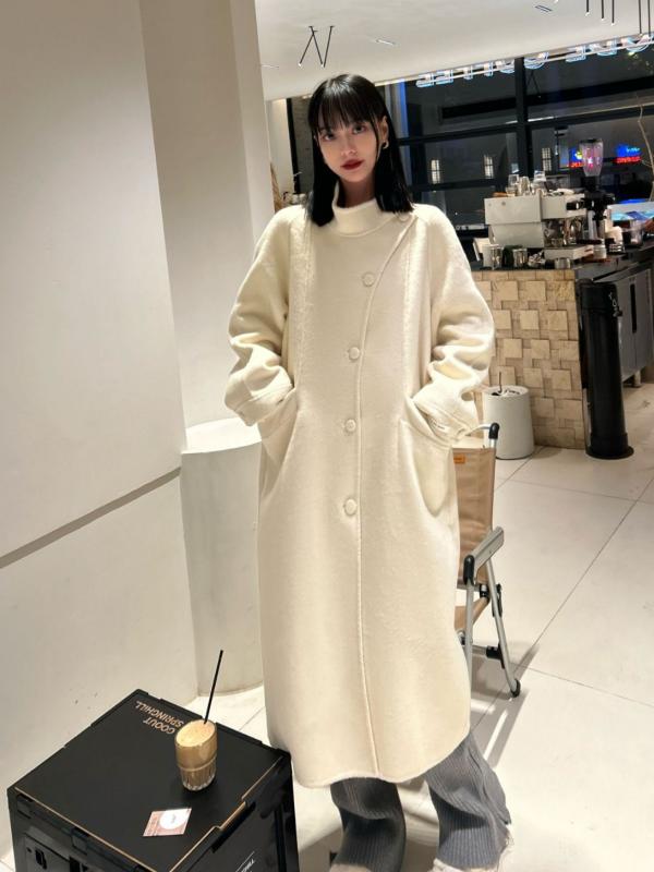 コート レディース ロング 秋冬 アウター カシミヤ 羊毛 ダブルフェイス 長袖 厚手 ゆったり 防寒 韓国風 高級感 ロング丈｜ブリッジアップ