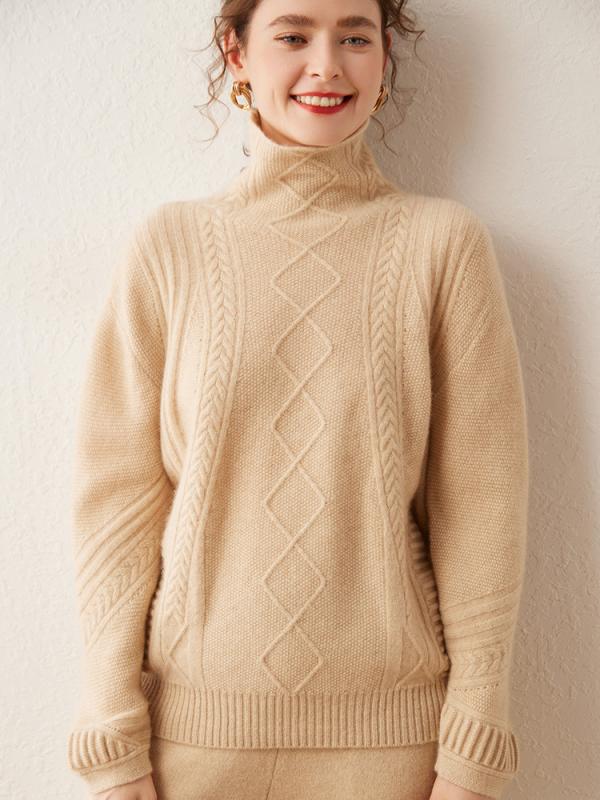 ニット レディース セーター カシミヤ混 長袖 プルオーバー かぎ針編み 厚手 ゆったり 体型カバー 重ね着 普段着 カジュアル おしゃれ エレガント｜ブリッジアップ