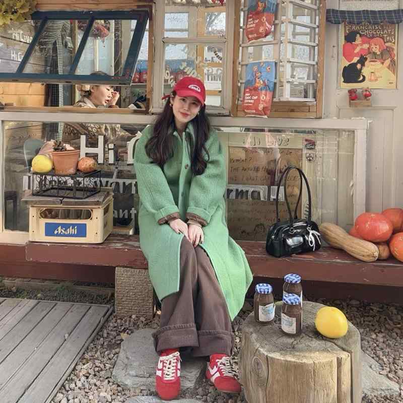コート レディース 秋冬 レトロ カラフル ウール混 ロング丈 韓国系 シルエット ウール アウター｜ブリッジアップ