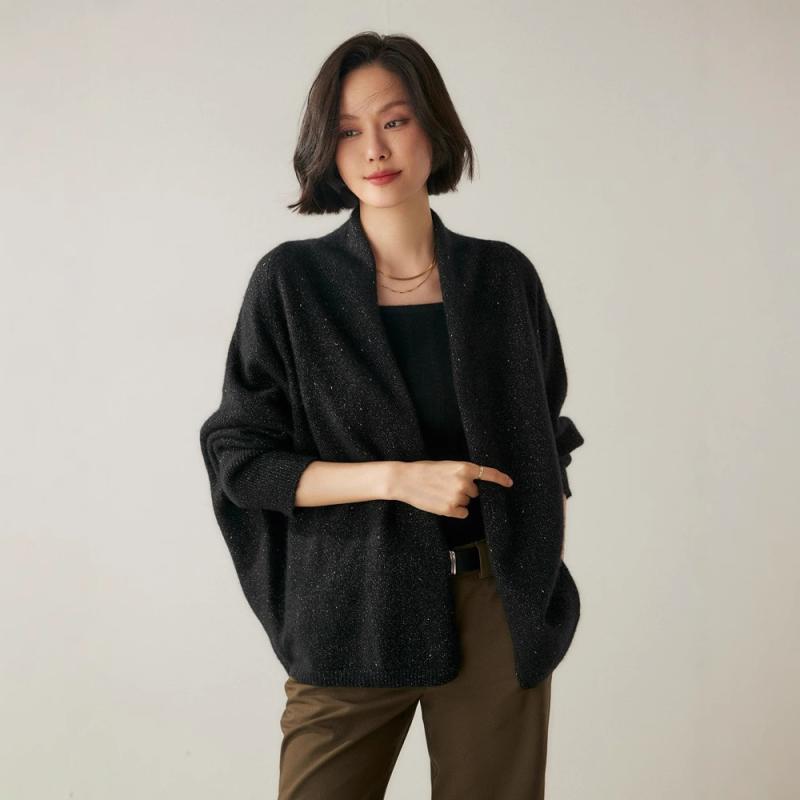 カーディガン レディース 秋冬 カシミヤ ニット 長袖 ゆったり 厚手 柔らかい 無地 羽織り アウター｜ブリッジアップ