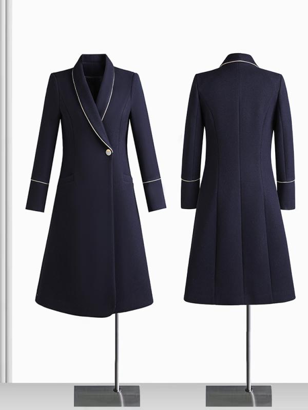 コート レディース ウールコート 厚手 防寒 秋冬 オフィス 受付 接客 事務服 通勤 ユニフォーム シンプル 無地 高級感 暖か アウター ロング丈 ジャケット 通勤用 お仕事 会社 営業 綺麗め 上品｜ブリッジアップ