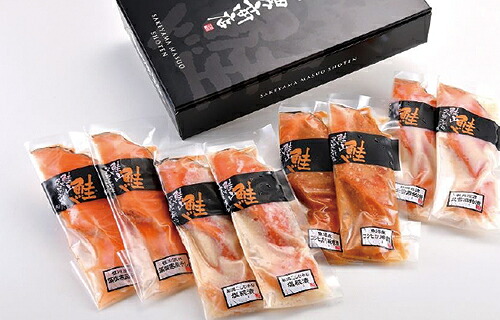 【2026お中元】＜魚定＞鮭山マス男商店　ノルウェー芳醇サーモン４種8点セット＜冷凍＞【産地直送・送料込・同梱不可・のし紙用途御中元のみ】※※配送日指定不可※※味噌漬/御中元ギフト[食品][7822-1]｜井上百貨店