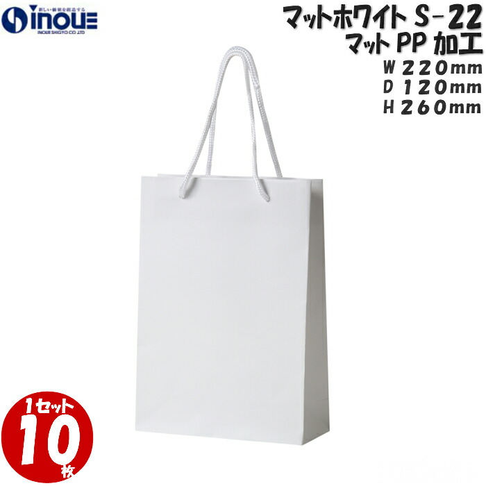 紙袋 手提げ おしゃれ マットホワイトs 22 1セット10枚 2x1x260 ギフト用 白 引き出物 引き出物用紙袋 マチ広 袋 ラッピング 無地 バッグ 包装 結婚式 展示会 引出物 イベント 手さげ袋 ブライダルバッグ 引き出物袋 ペーパーバック 父の日 初売り