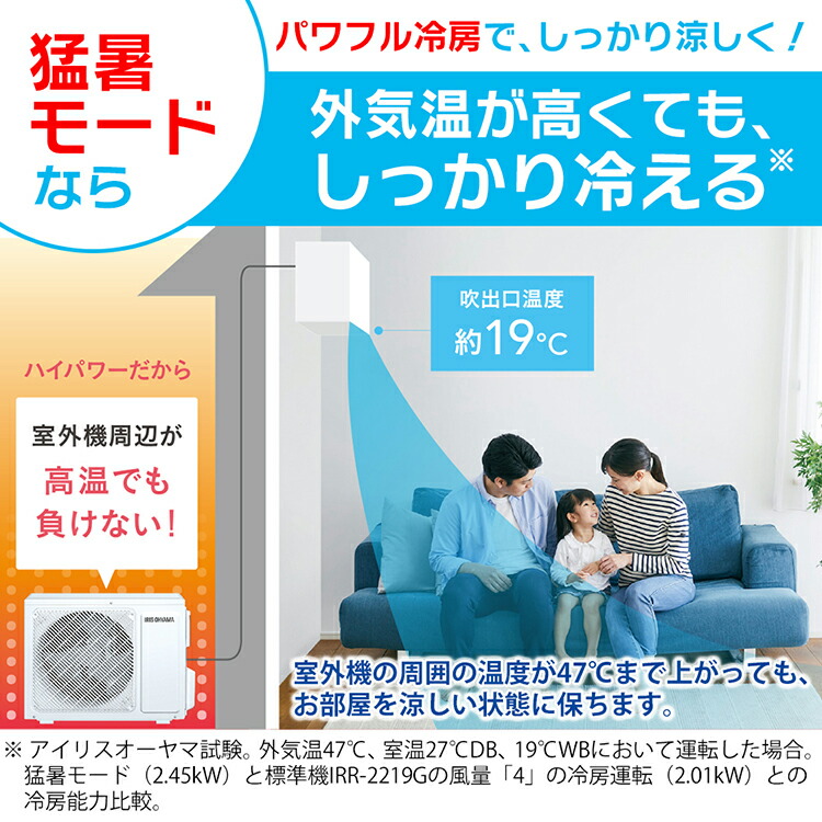 楽天市場 400円クーポン有 エアコン 6畳 2 2kw Irr 2219gxルームエアコン 冷暖房エアコン 暖房 冷房 冷暖房 クーラー 子供部屋 寝室 リビング ダイニング 空調 除湿 リモコン 省エネ 夏物家電 夏 猛暑 タイマー付 内部クリーン機能 薄型 スリム アイリスオーヤマ