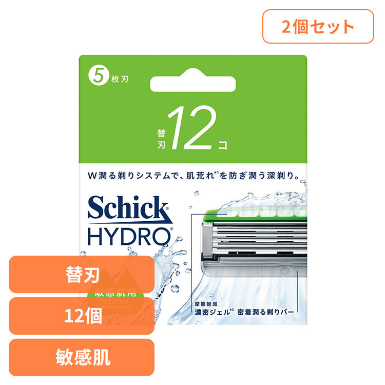 【2個セット】ハイドロ モイスチャーソリッドSP 敏感肌 替刃 12個 シック ハイドロ カミソリ シェービング 髭剃り ハイドロ｜照明とエアコン イエプロ
