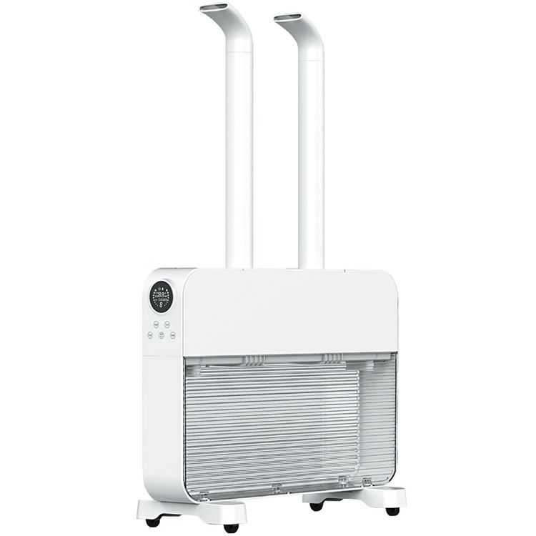 HIRO大容量スリム加湿器 WH HYB&minus;10L 送料無料 加湿器 大容量 上部注水タイプ 湿度設定 湿度表示 タイマー リモコン キャスター付き ウィルス対策 超音波式 ヒロ・コーポレーション｜照明とエアコン イエプロ