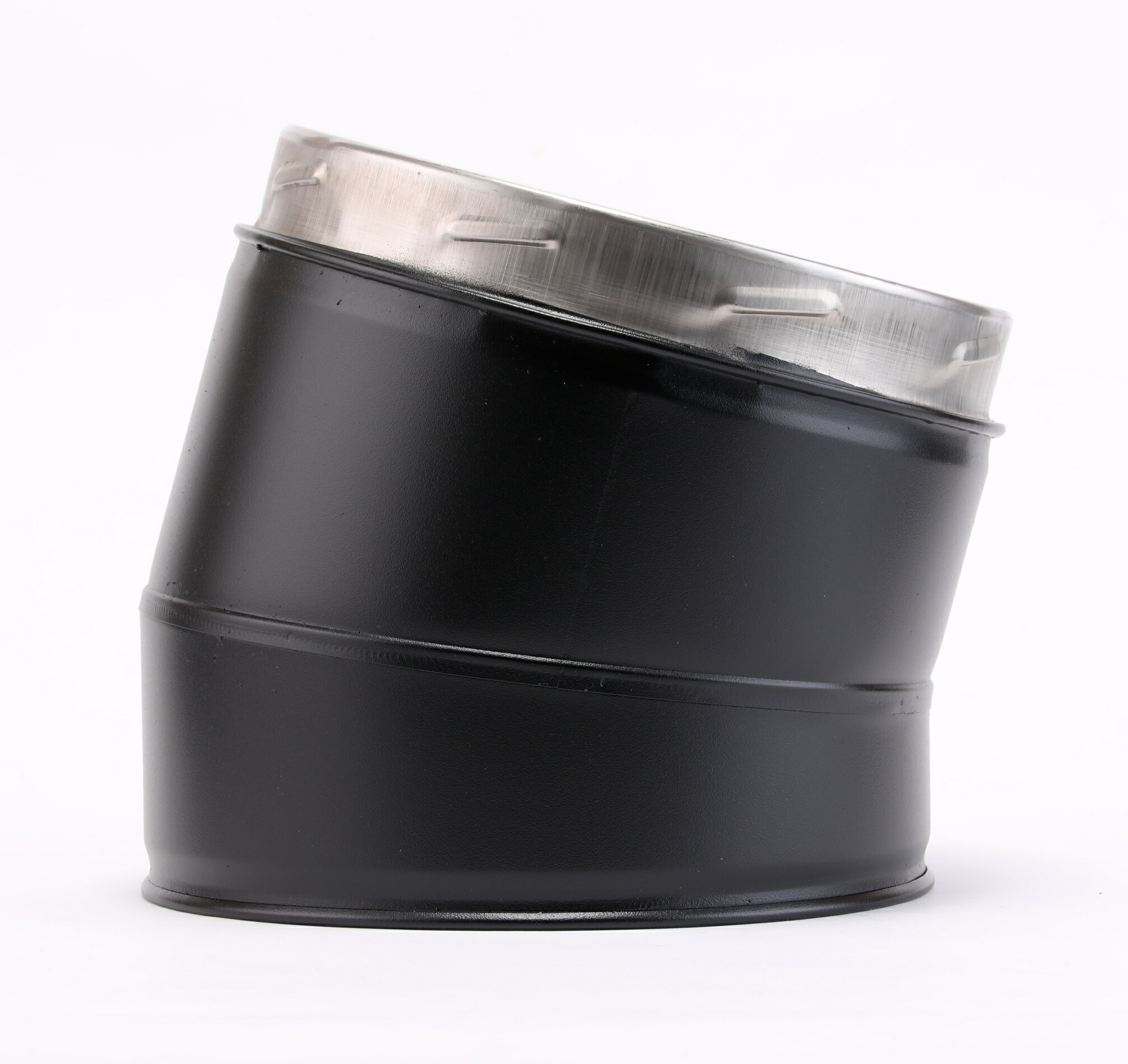 薪暖房器用 New 断熱二重煙り出し 耐熱黒ペンキ塗り 15°たたみ目 150粍（6in）大いさ ステンレス鋼