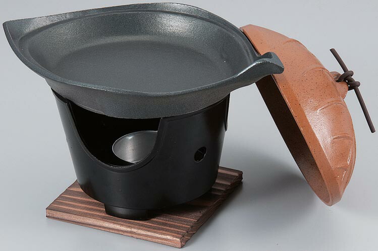 22糎 葉っぱ陶板 大 茜 浅型 フッ素処理 鍋-その他