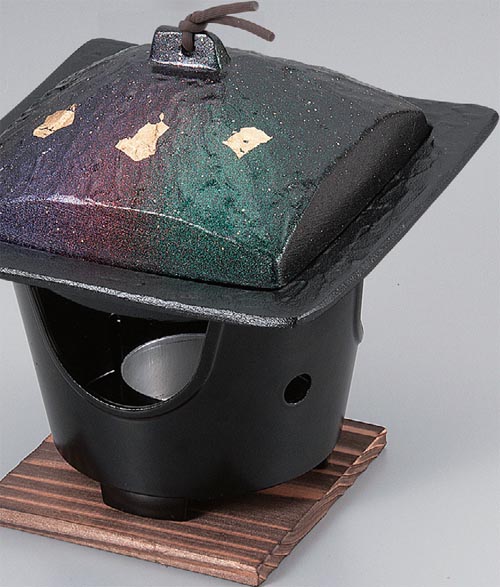 16cm角陶板　　金彩　フッ素加工