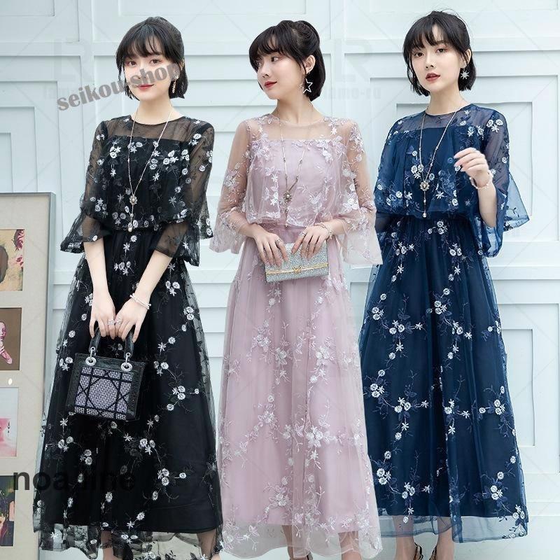商品 結婚式 パーティードレス 大きいサイズ ワンピース マタニティ フォーマル お呼ばれ レース フリル ドレス マキシ きれいめ 楽チン老人の日｜インサイトショップ 9,357円