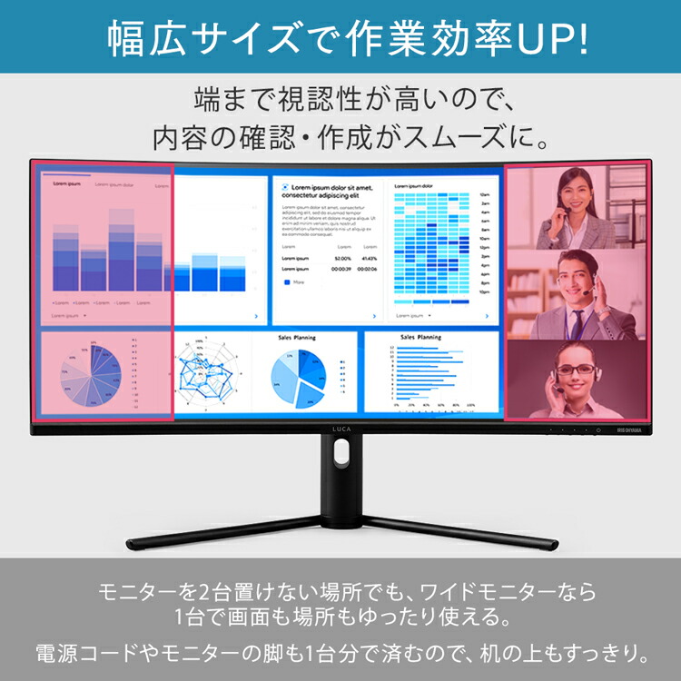 モニター ウルトラワイドモニター（34インチ） ILD-ACW34WQHD-B 横長