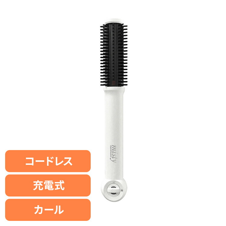 ヘアアイロン コードレス カールブラシ付き 国内・海外兼用 コードレス ヘアアイロン カールブラシ 耐熱ポーチ付き ホワイト TI-182 カシムラ TI182 ヘアアイロン コードレス 持ち運び 充電式 ロック機能付き ポーチ付き 軽量 カール Kashimura