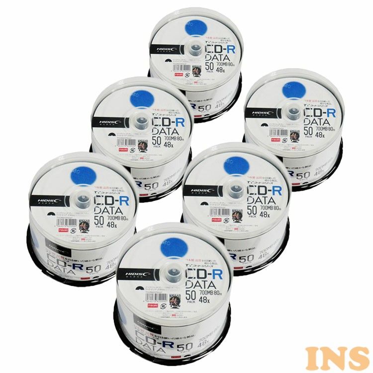 6個セットHI DISC CD-R(データ用)高品質 50枚入 TYCR80YP50SPX6 送料無料 パソコン ドライブ CD-Rメディア CD-R 磁気研究所