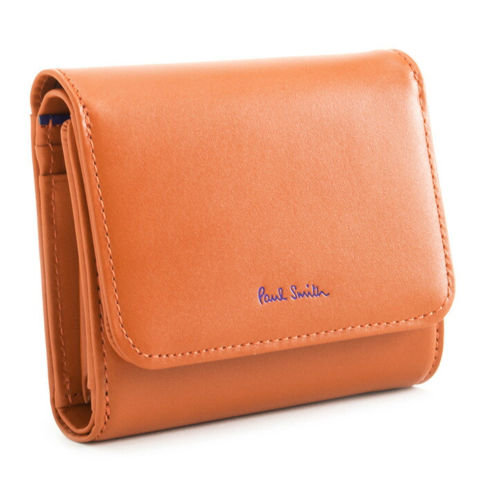 ポールスミス 財布 三つ折り財布 オレンジ Paul Smith pwd014-42 レディース 婦人 ギフト 定番 彼氏 彼女 プレゼント